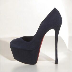 Christian Louboutin Dolly 160 suede midnight blue heels RETAIL 1k